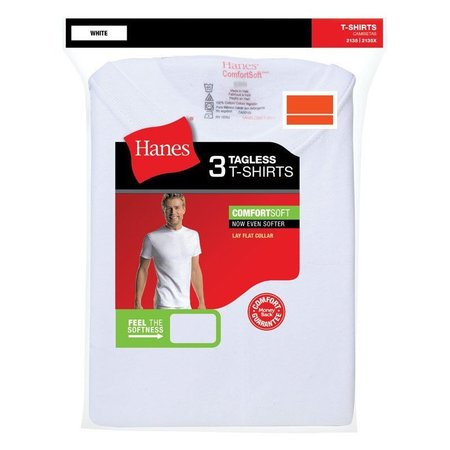 HANESBRANDS INC 3Pk Lg Wht Crew T-Shirt 2135-L